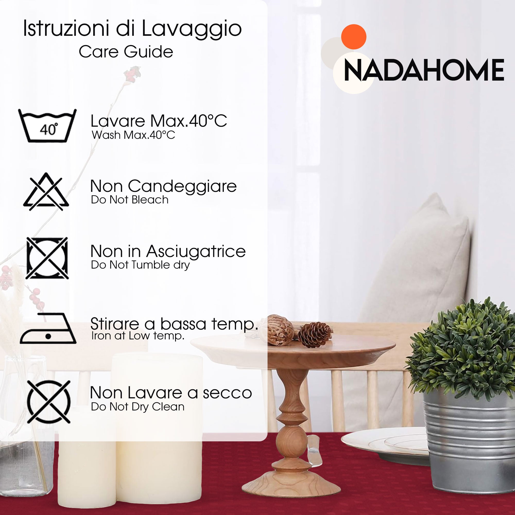 Tovaglia Servizio da Tavola + Tovaglioli 24 Posti Damina in Cotone 0544