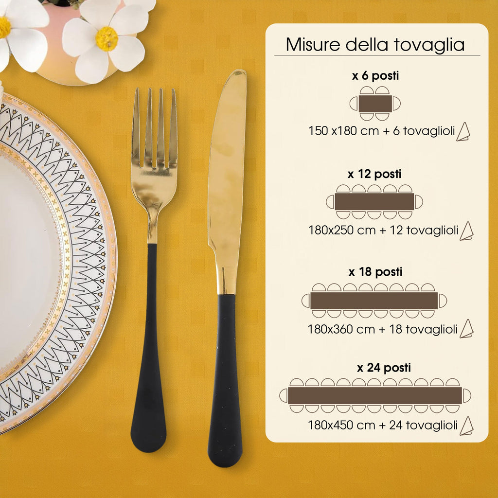 Tovaglia Servizio da Tavola + Tovaglioli 18 Posti Damina in Cotone 0542