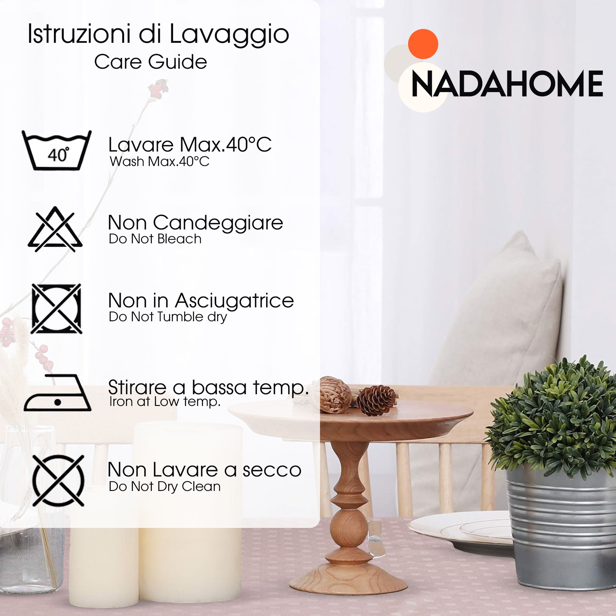 Tovaglia Servizio da Tavola + Tovaglioli 18 Posti Damina in Cotone 0542