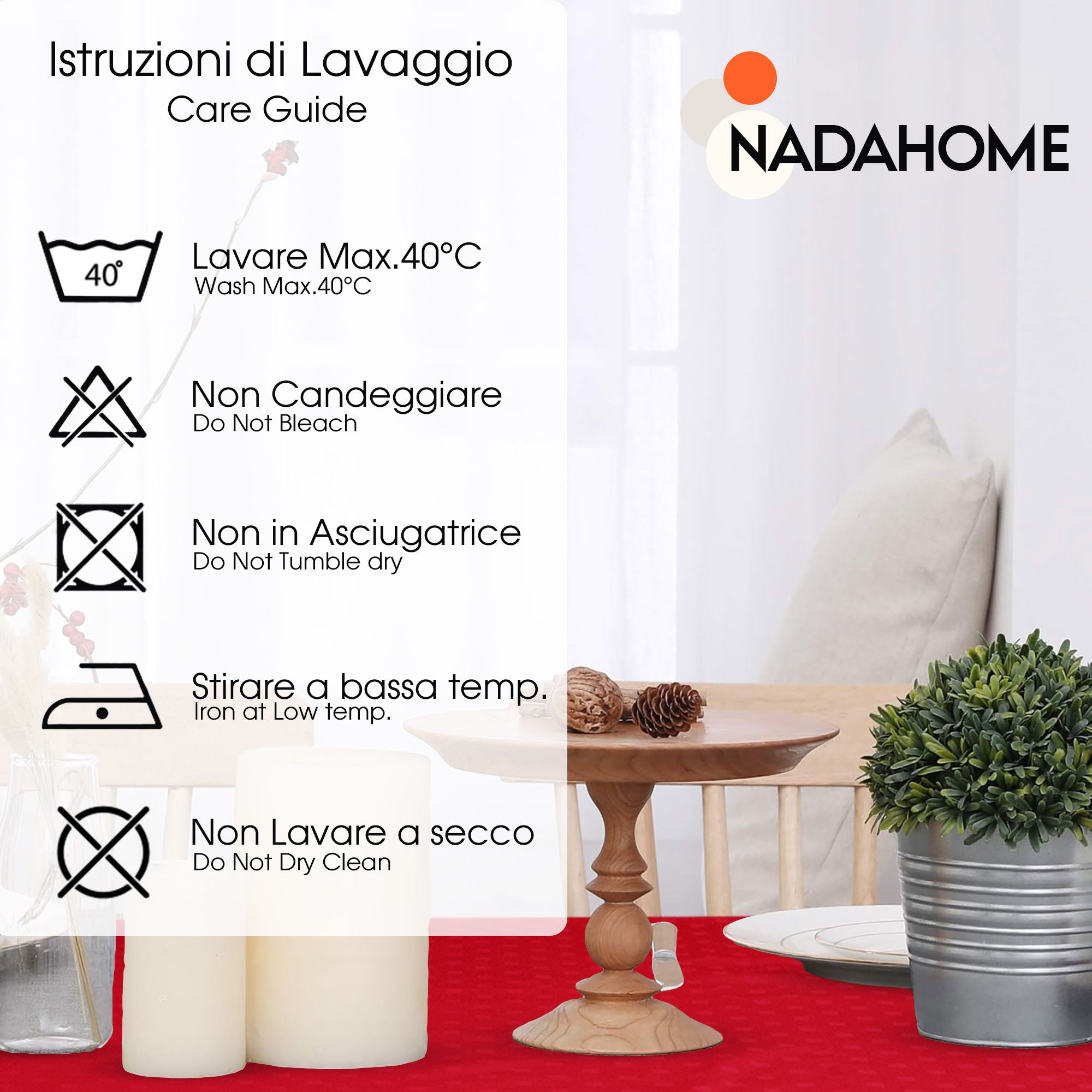 Tovaglia Servizio da Tavola + Tovaglioli 24 Posti Damina in Cotone 0544