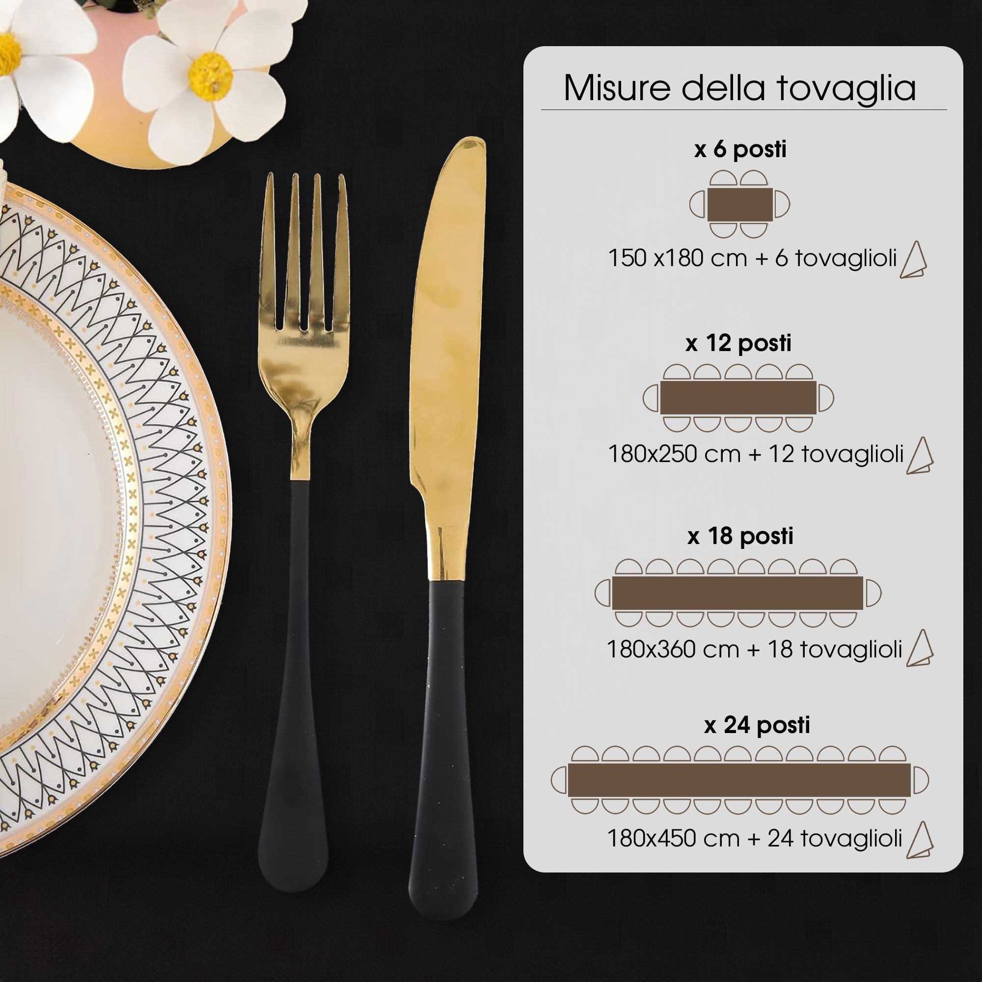 Tovaglia da Tavola 12 Posti tinta unita in Cotone Damina 0700