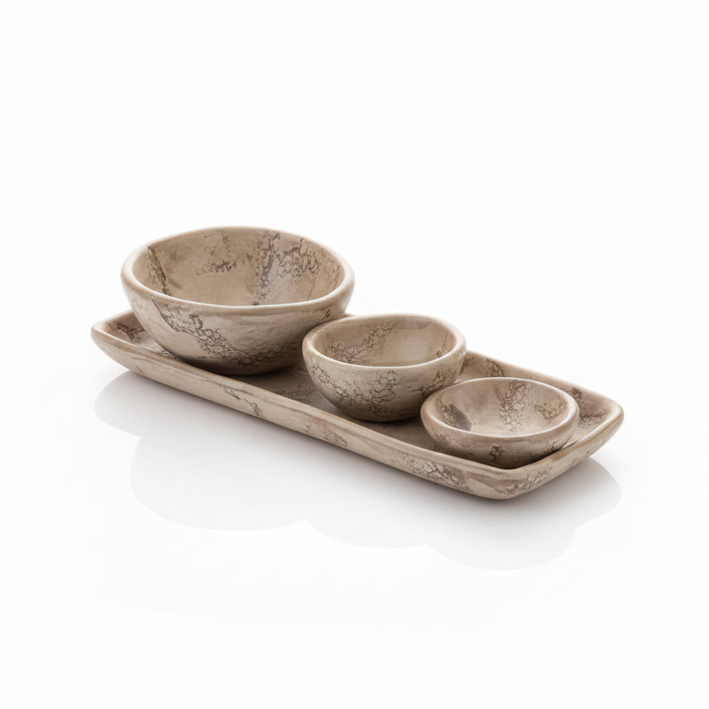 Zampiva Sushi Set Antipastiera Brown in Ceramica Artigianale Made in Italy