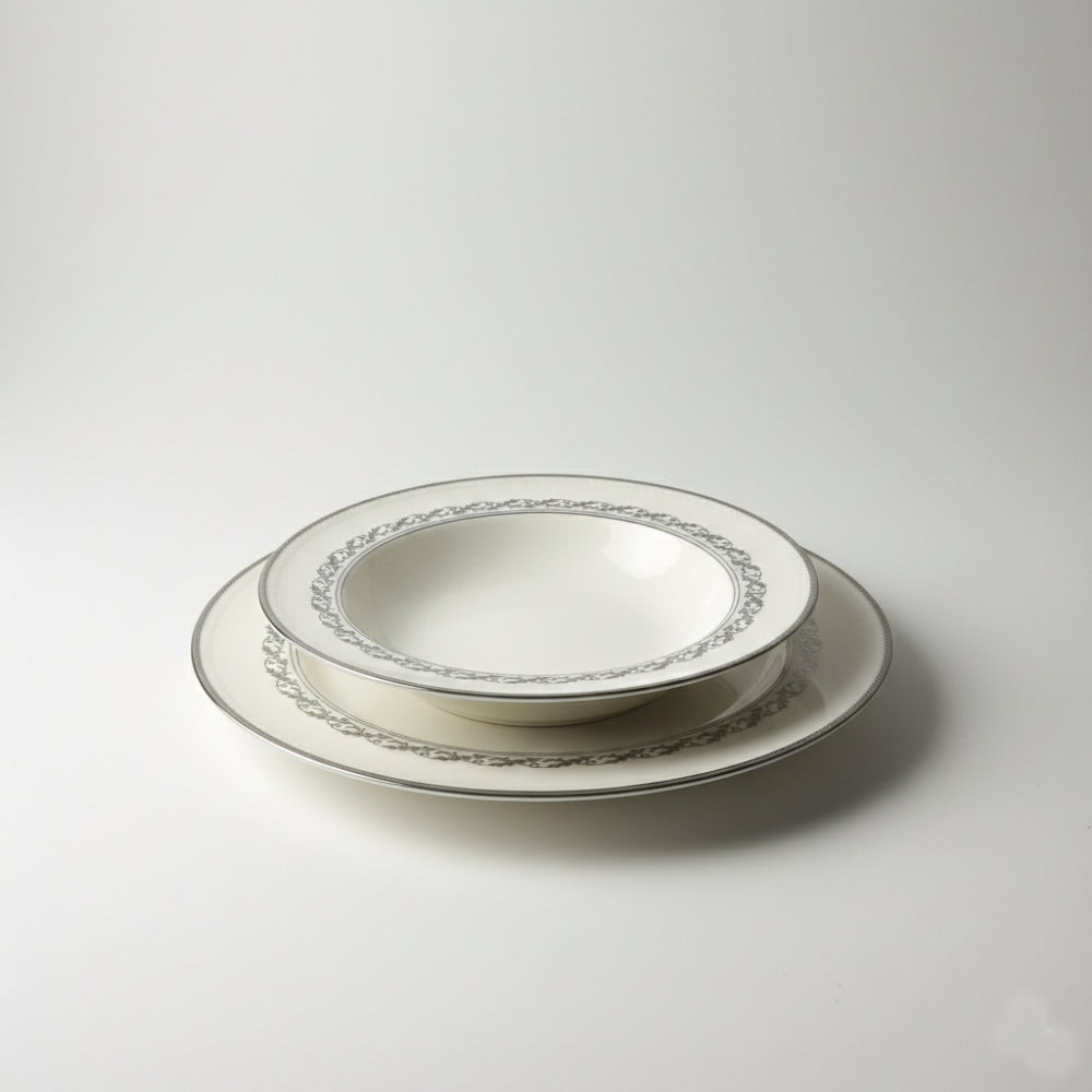 Noritake Westover Platinum Set Tavola Porcellana Piatto Piano / Fondo