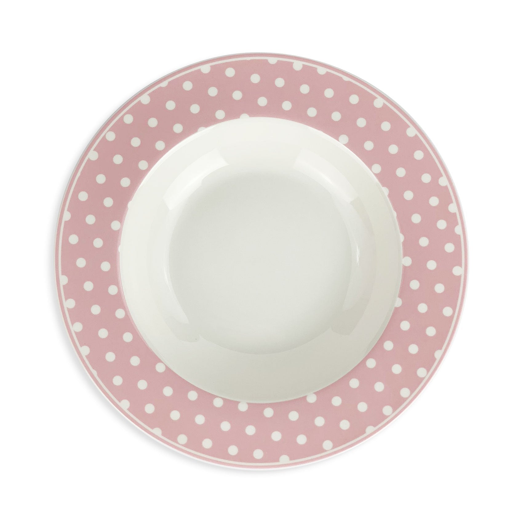 Servizio di piatti fondo Isabelle Rose a pois Shabby chic in porcellana 6pz 5097