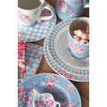 Servizio di piatti fondo Isabelle Rose Julia Shabby chic in porcellana 6pz 5109