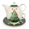Teiera tazza e piattino natalizia Nuvole di Stoffa Albero di Natale Carol 6286