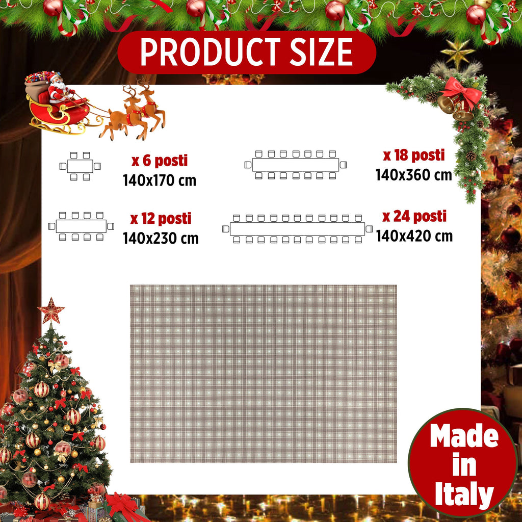 Tovaglia Natalizia no stiro Sommaruga Tartan 24 posti Tavola Natale 6418