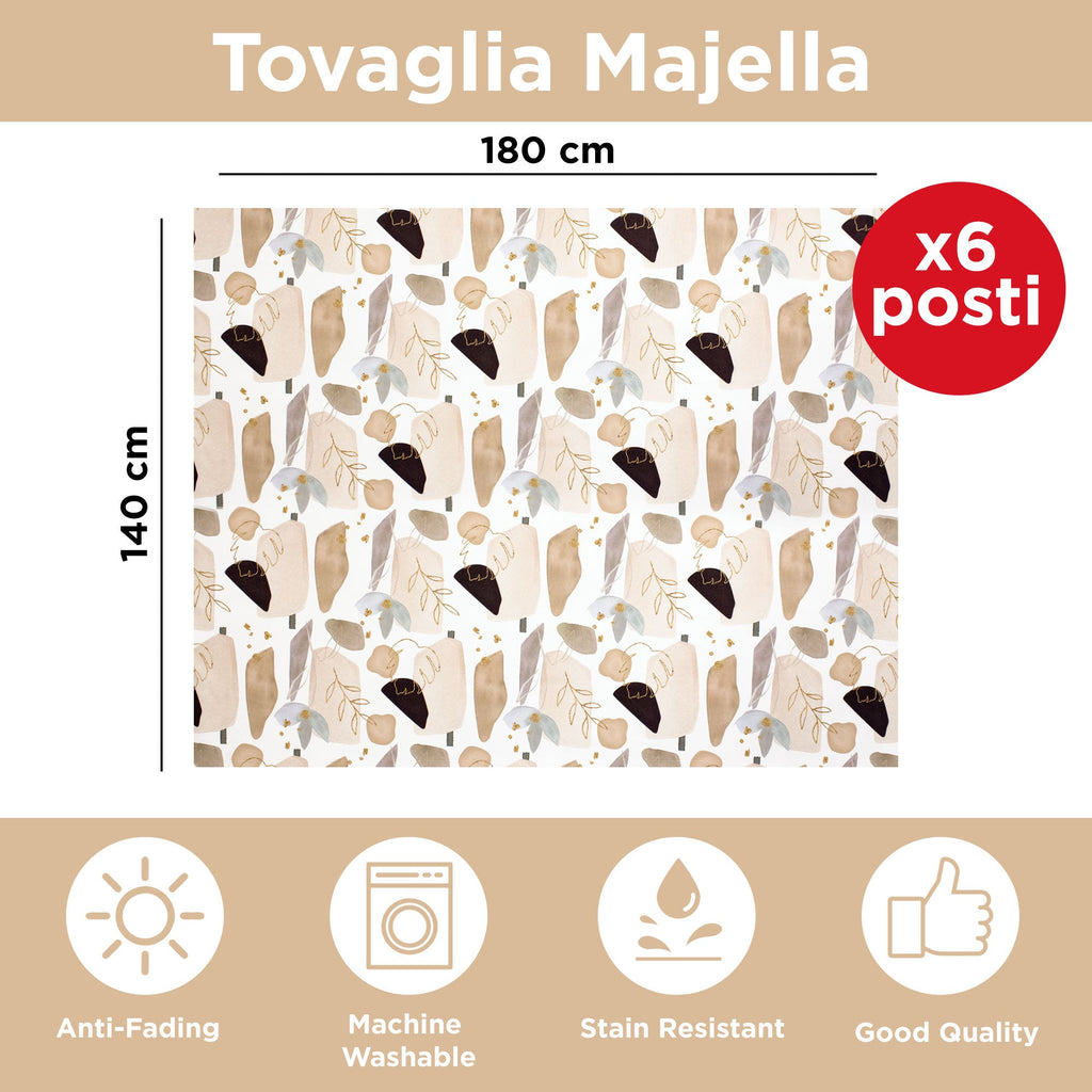 Tovaglia antimacchia copritavolo impermeabile x6 stampa Foglie 140x180 6924