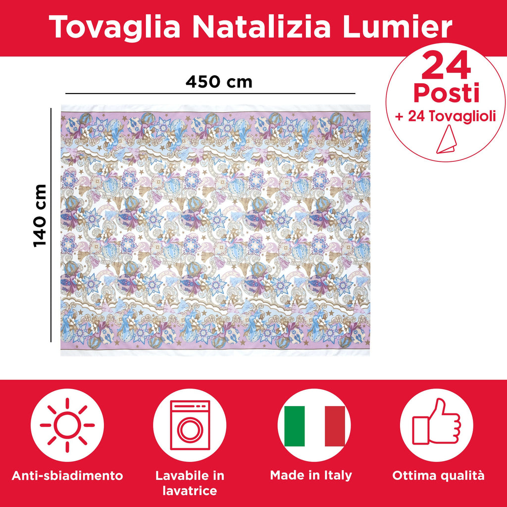 Tovaglia Natalizia servizio da tavola + tovaglioli Natale varie misure 6979