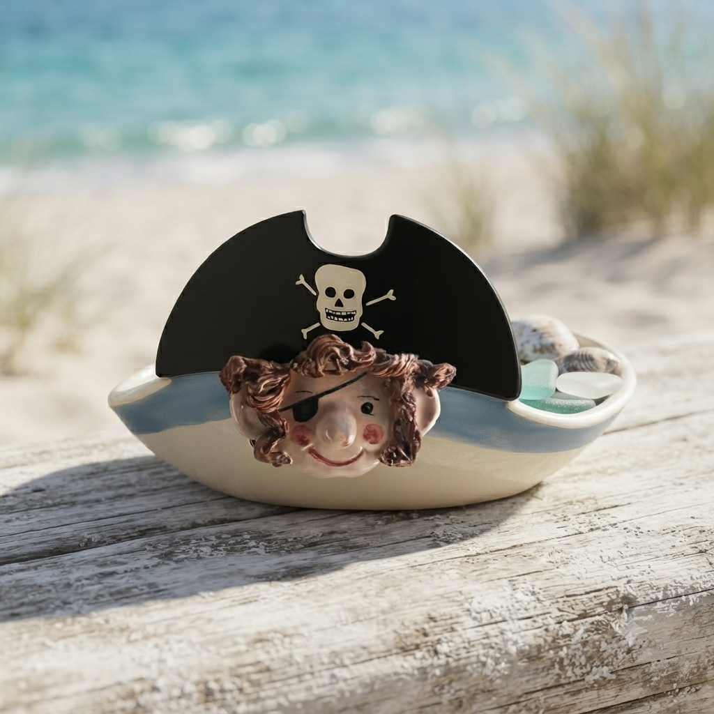 Arthesiana Centro Tavola Porta Bon Bon Pirata Ceramica 27,5 cm