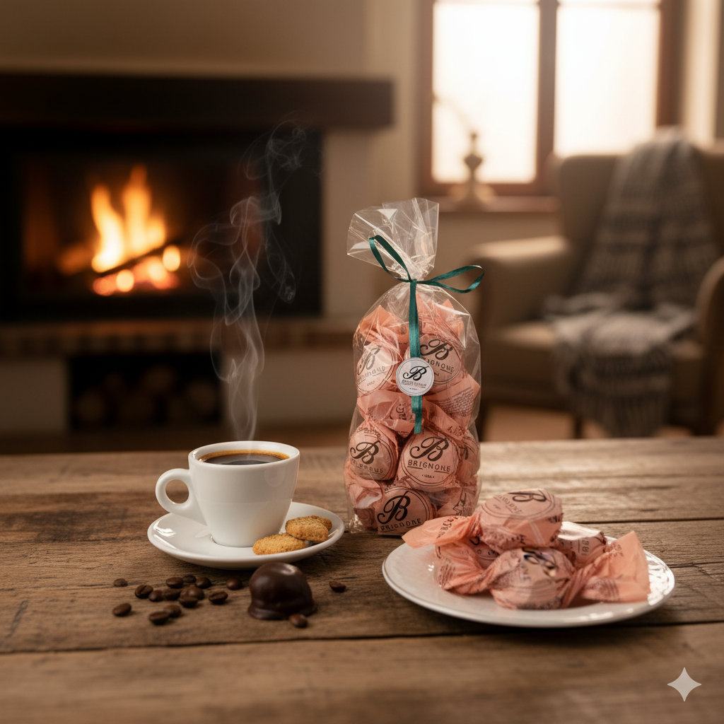 Praline PescAmaretto - Cioccolatini artigianali al gusto di Pesche Ripiene