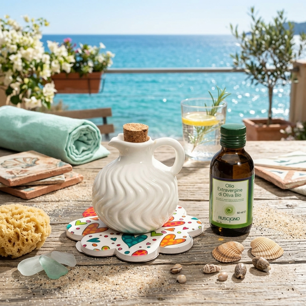 Cuorematto – Oliera con Piattino Cuoricini in Porcellana (H9 cm)