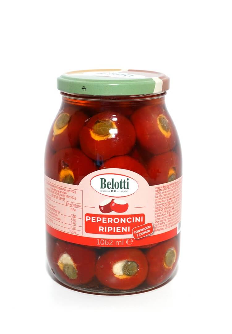 BELOTTI VASO PEPERONCINI RIPIENI RICOTTA E CAPPERI 1062ml