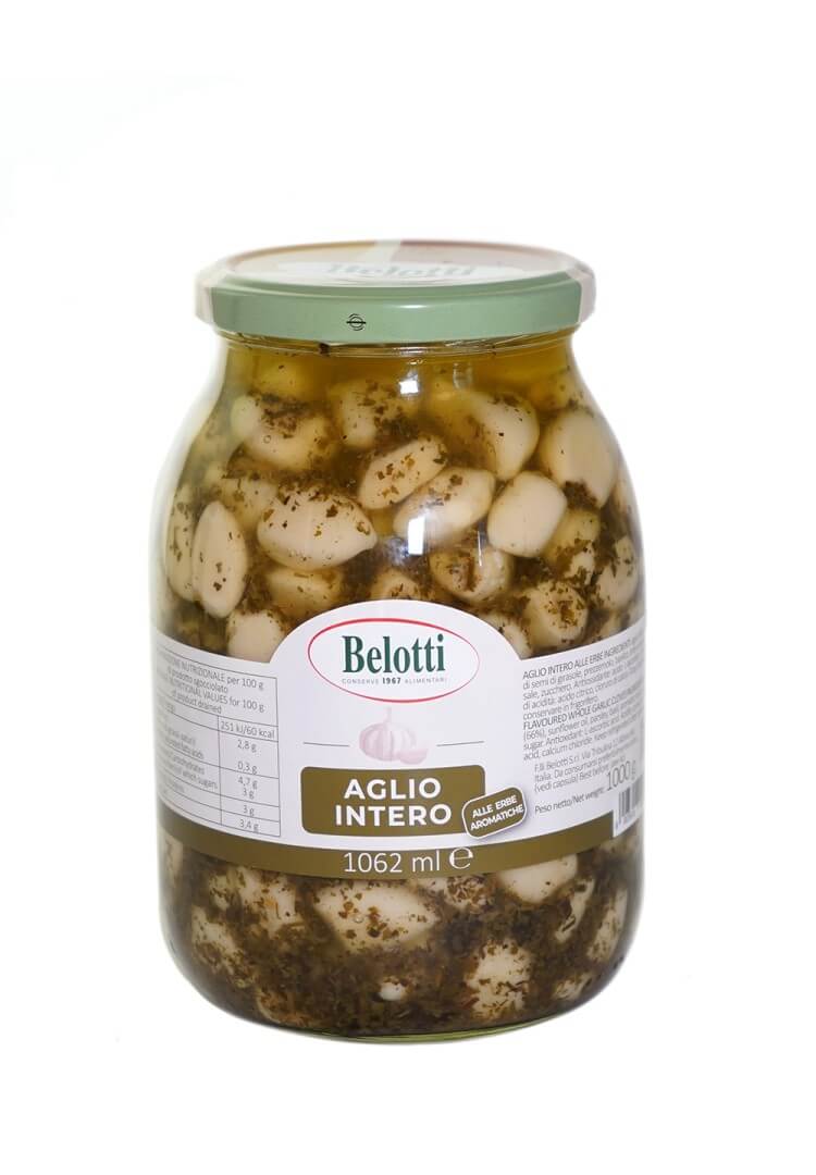 BELOTTI VASO AGLIO INTERO AROMATIZZATO OLIO GIRASOLE 1062ml