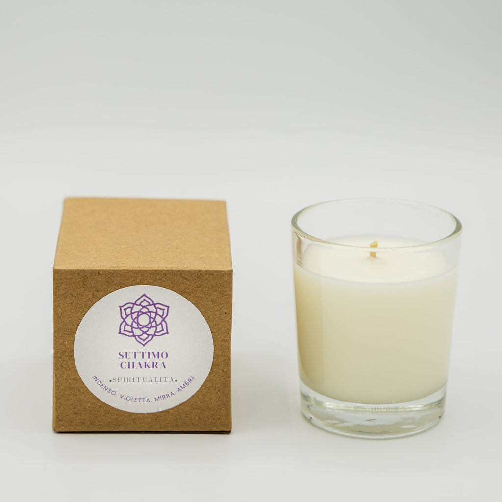 Candela Spiritualità Settimo Chakra - Incenso, Violetta, Mirra e Ambra
