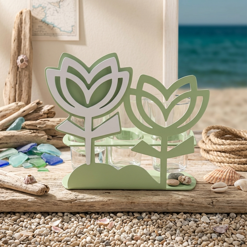 Negò Porta Bicchierini Liquore Tulipani Metallo Decorato Elegante