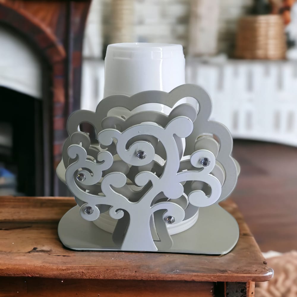 Negò – Porta Bicchieri Albero della Vita in Metallo Grigio (H.9x11 cm)