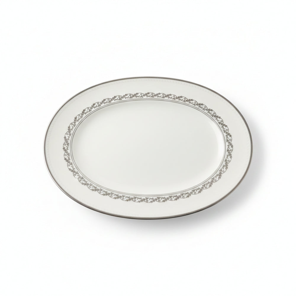 Noritake Westover Platinum Piatto Ovale Porcellana 35,5x28 cm