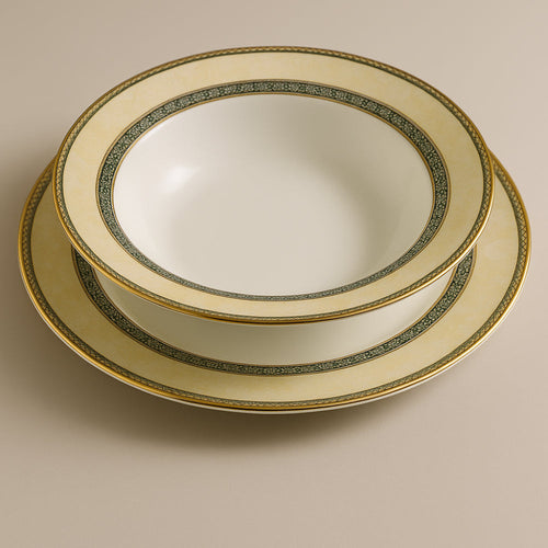 Atelier Sarti Set Tavola 34 pz Damasco Verde Oro 24 kt
