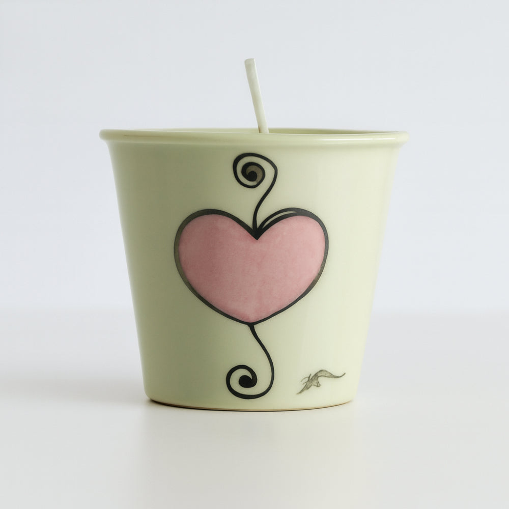 Ser Porta Candela Profumata Cuore Rosa Porcellana Capodimonte 6x7 cm