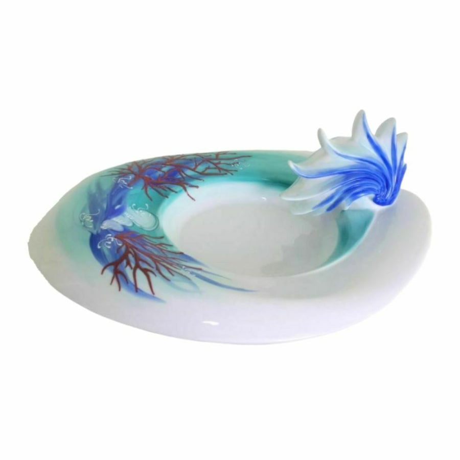 Sharon Centrotavola Porcellana Limoges Corallo Decorato a Mano H 17x38x27
