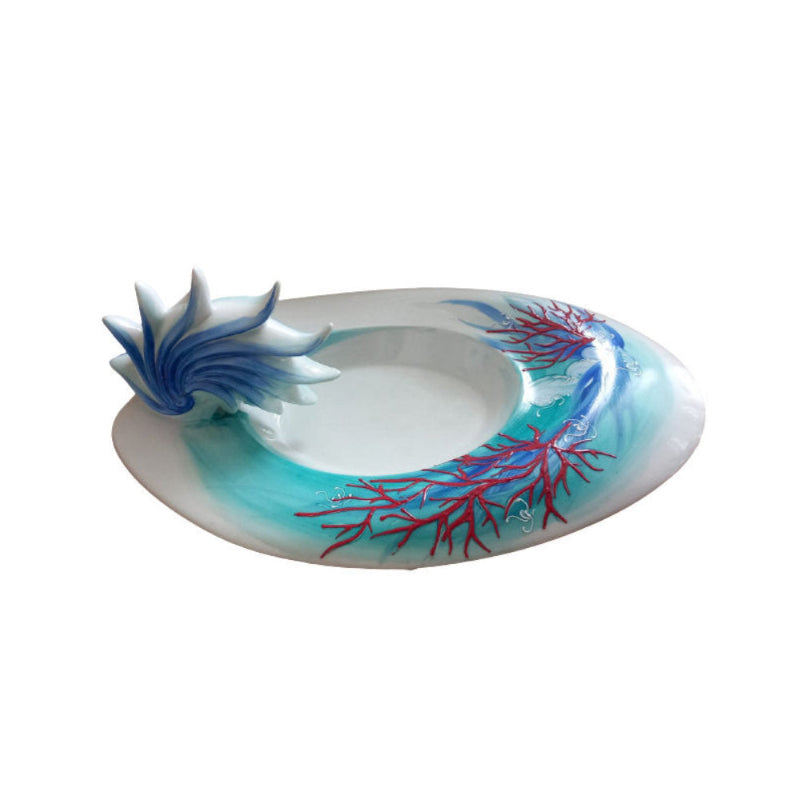 Sharon Centrotavola Porcellana Limoges Corallo Decorato a Mano H 17x38x27