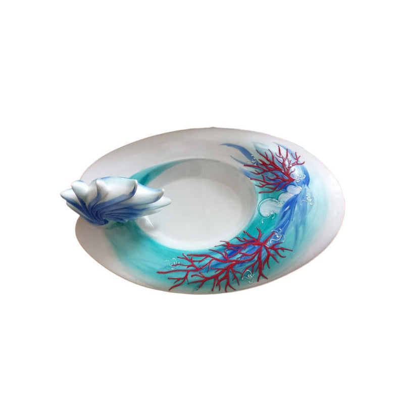 Sharon Centrotavola Porcellana Limoges Corallo Decorato a Mano H 17x38x27