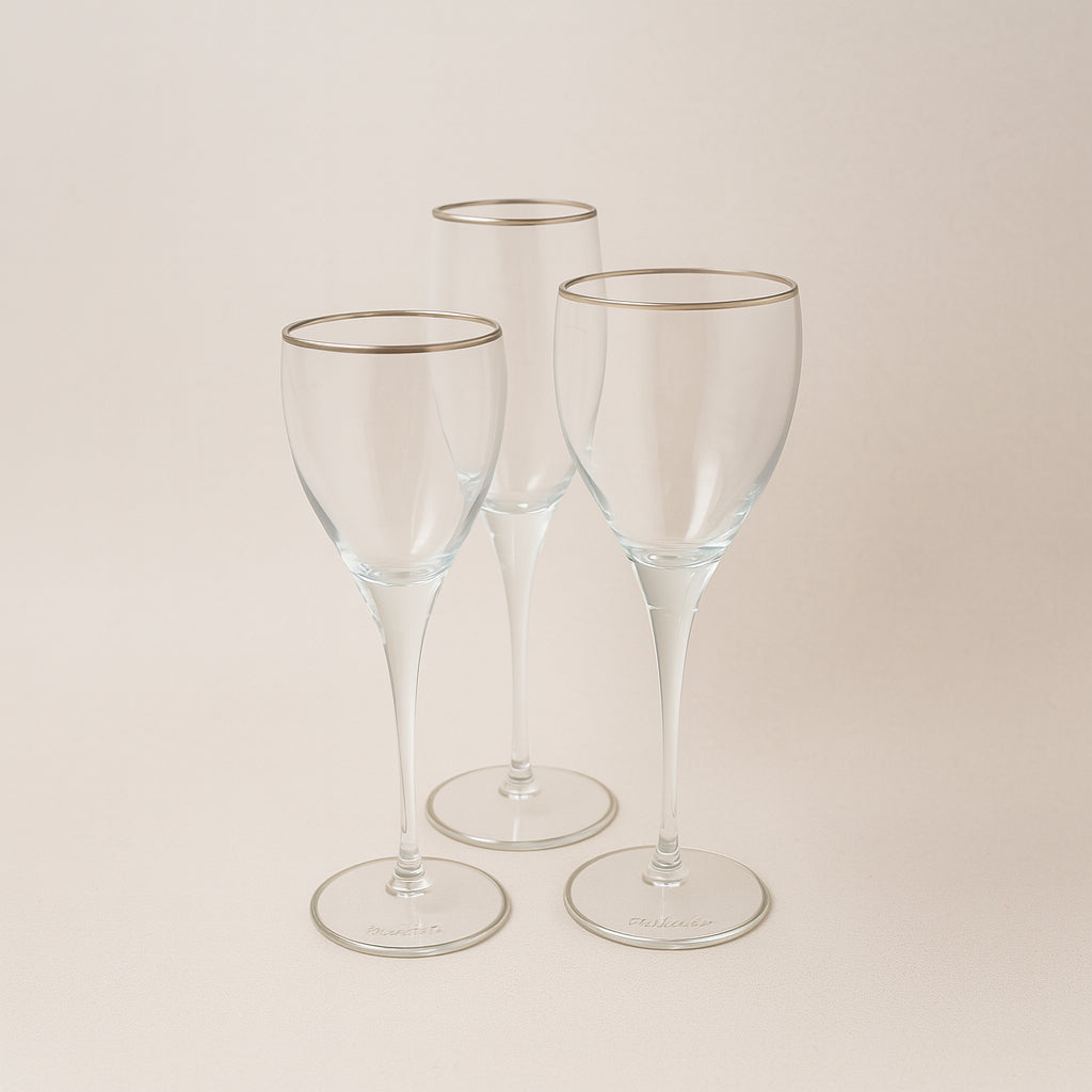 Tendenze Servizio Calici Filo Platino Set 30 Pz Acqua Vino Flute