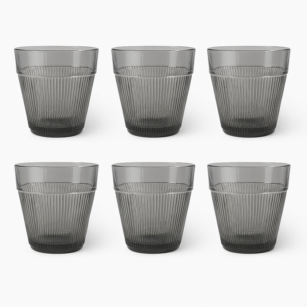 Zafferano Set 6 Bicchieri Tumbler Fumè Vetro H 9 cm Ø 9,3 cm