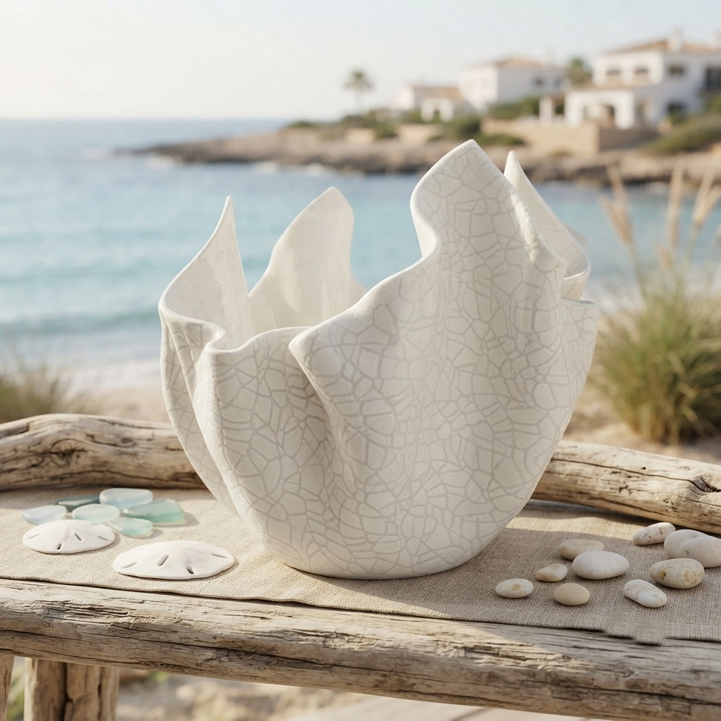 Zampiva Centrotavola Coccodrillo Bianco Ceramica 25x25 cm