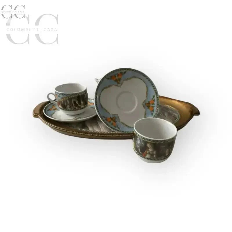Botticelli-la Primavera-Tazzine da caffè con vassoio e set a servire porcellana Weissestal
