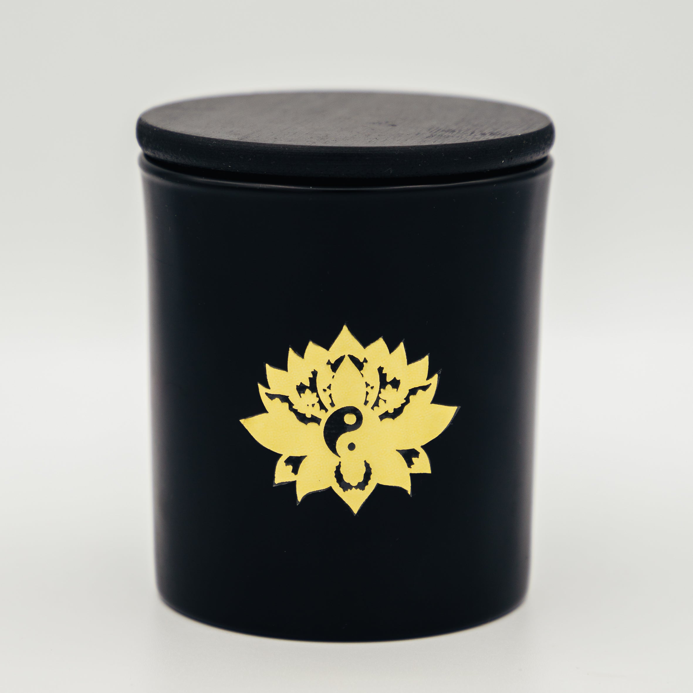 Candela Tao con Cristalli e Stoppino in Legno - Cacao e Patchouli