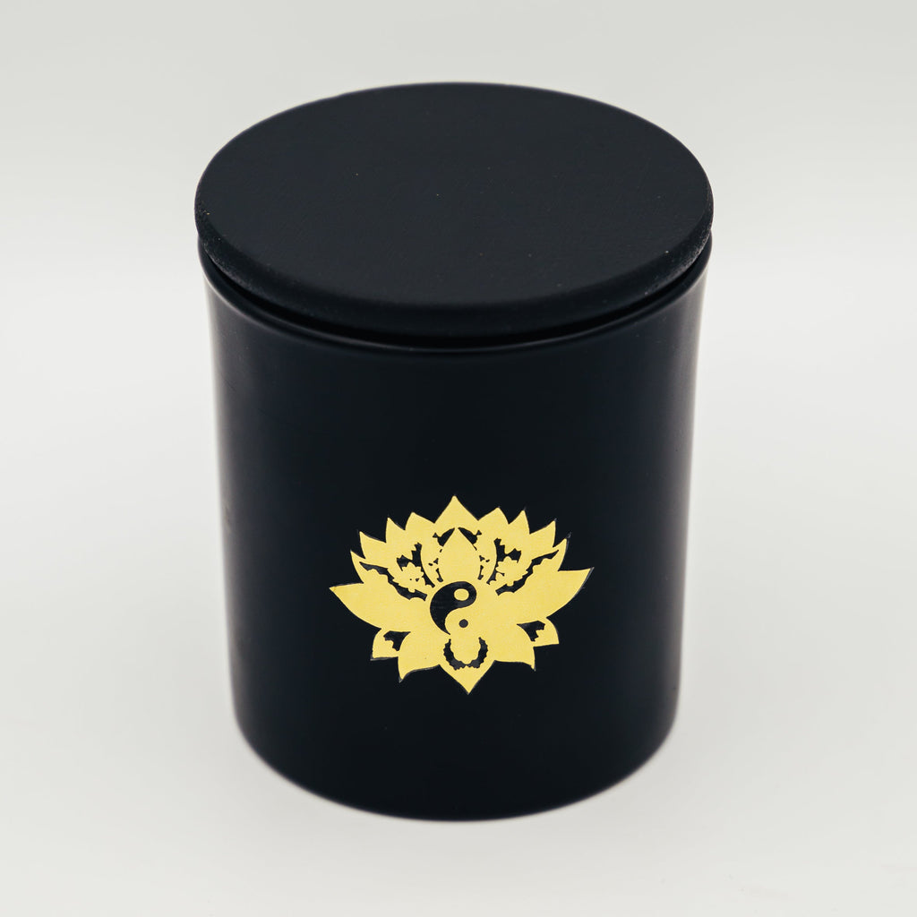 Candela Tao con Cristalli e Stoppino in Legno - Cacao e Patchouli