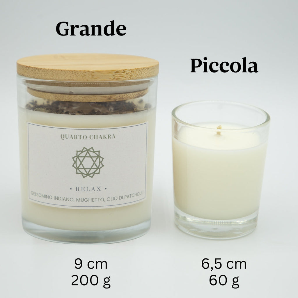Candela Relax Quarto Chakra - Gelsomino, Mughetto e Patchouli