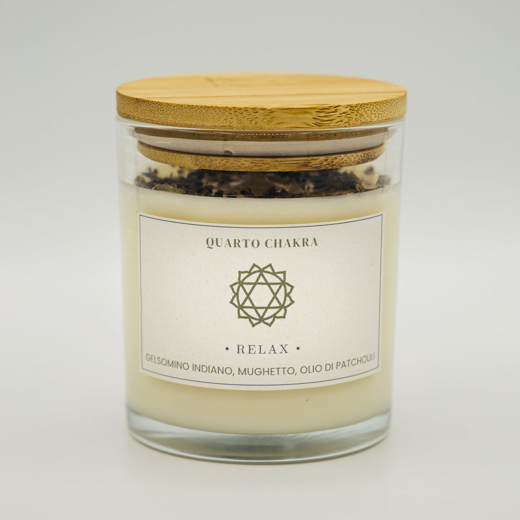 Candela Relax Quarto Chakra - Gelsomino, Mughetto e Patchouli
