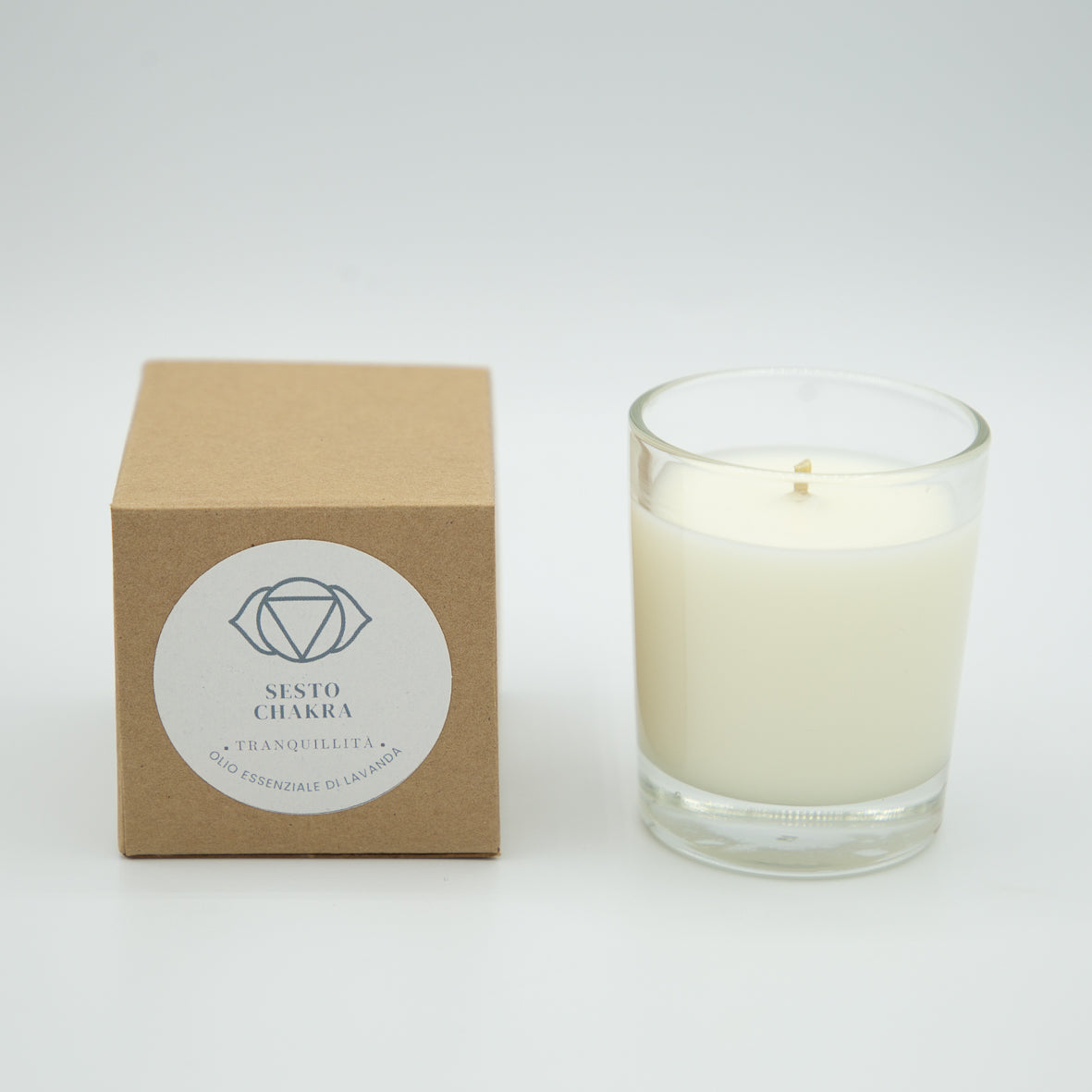 Candela Tranquillità Sesto Chakra - Olio Essenziale di Lavanda
