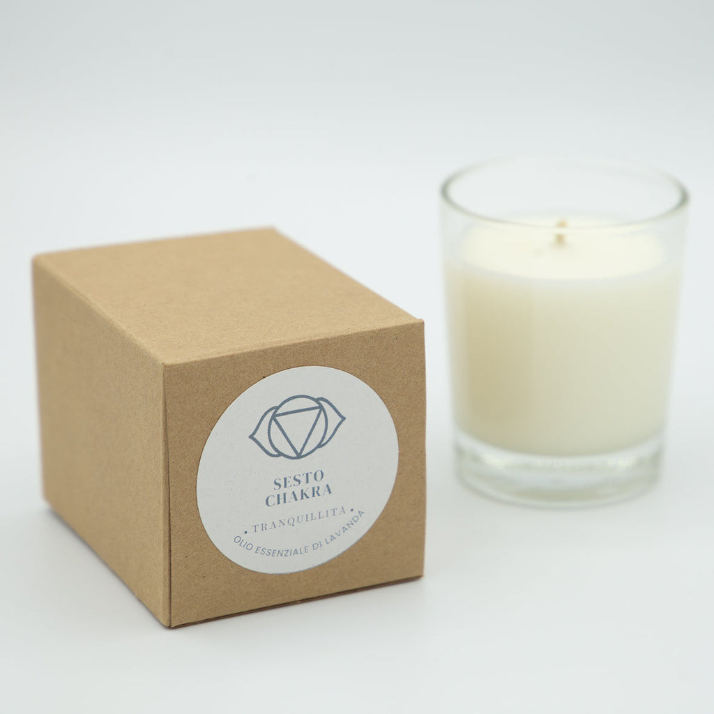 Candela Tranquillità Sesto Chakra - Olio Essenziale di Lavanda