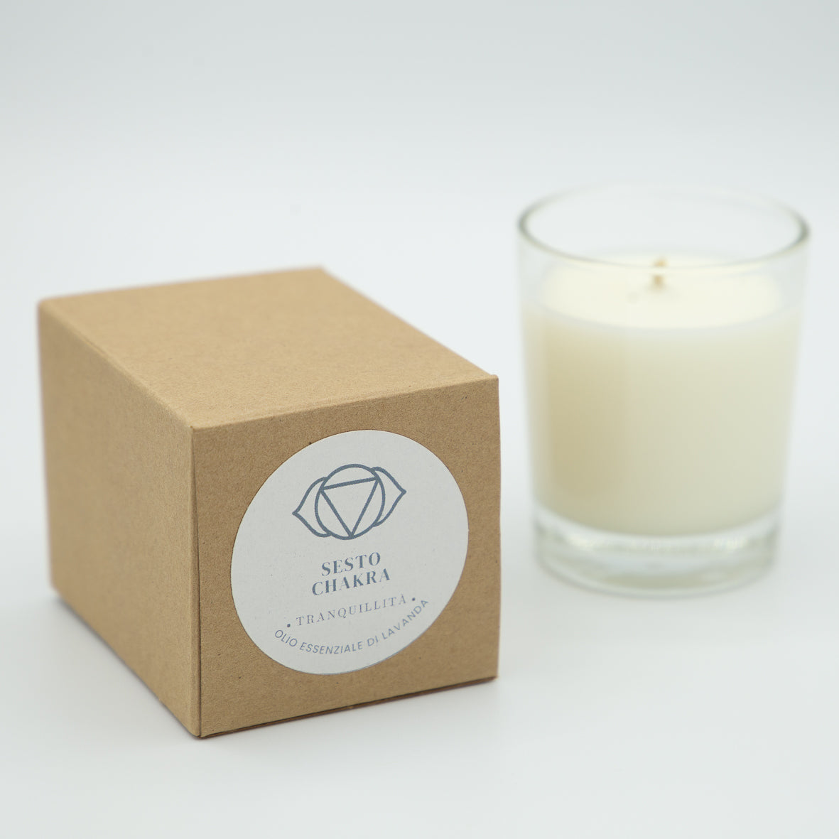 Candela Tranquillità Sesto Chakra - Olio Essenziale di Lavanda