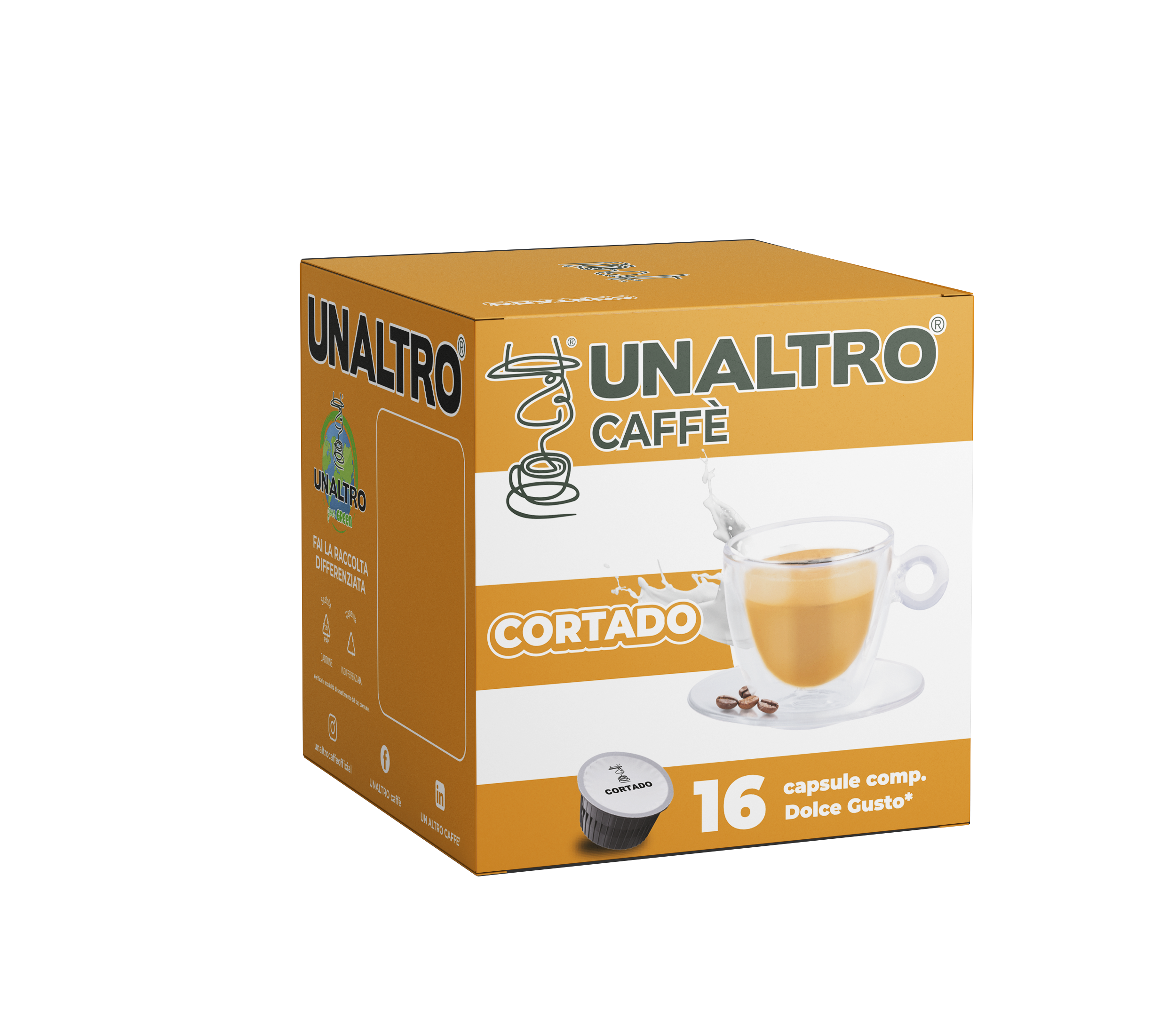 16 CAPSULE DOLCE GUSTO UNALTRO CAFFE MISCELA CORTADO.