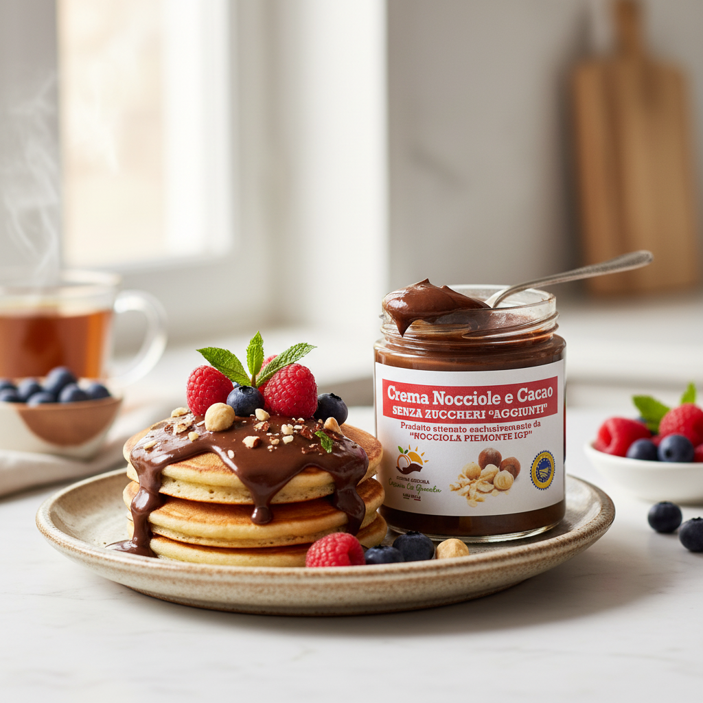 Crema nocciole e cacao senza zuccheri aggiunti