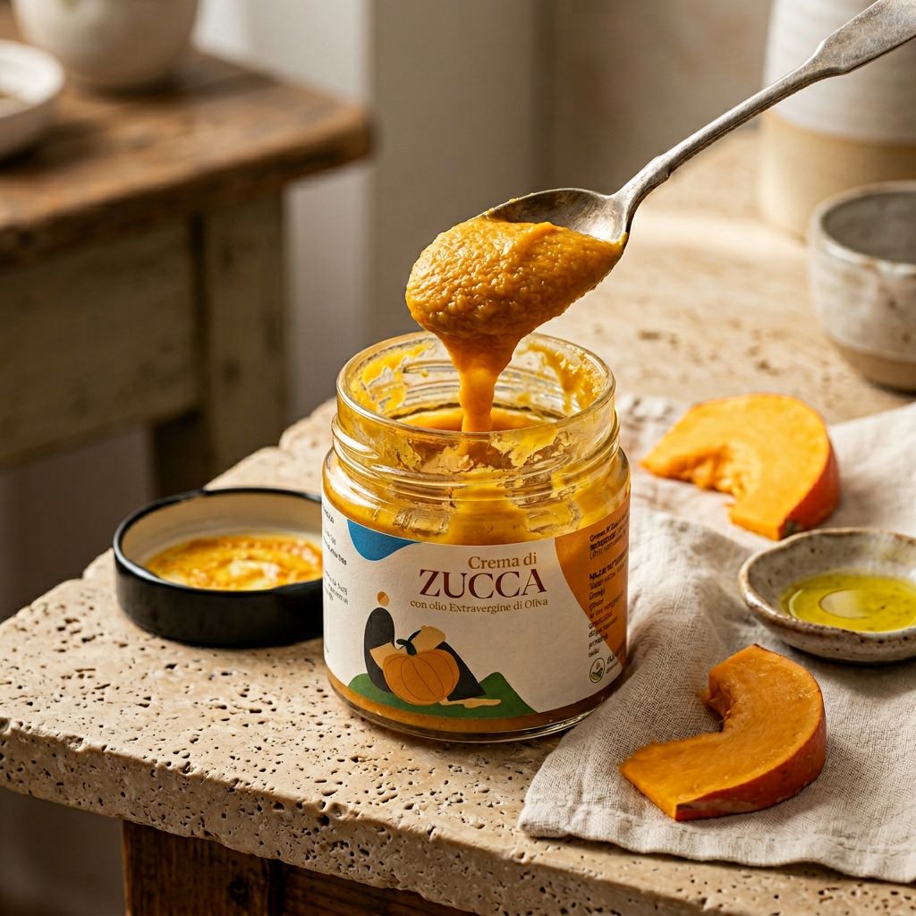 Crema di Zucca con Olio EVO Artigianale - Antipasto Mediterraneo