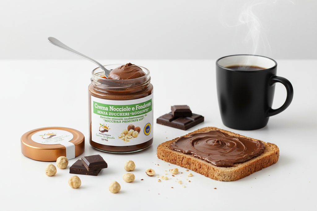 Crema nocciole e fondente senza zuccheri aggiunti
