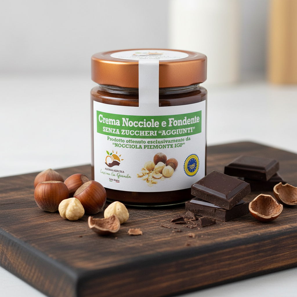 Crema nocciole e fondente senza zuccheri aggiunti