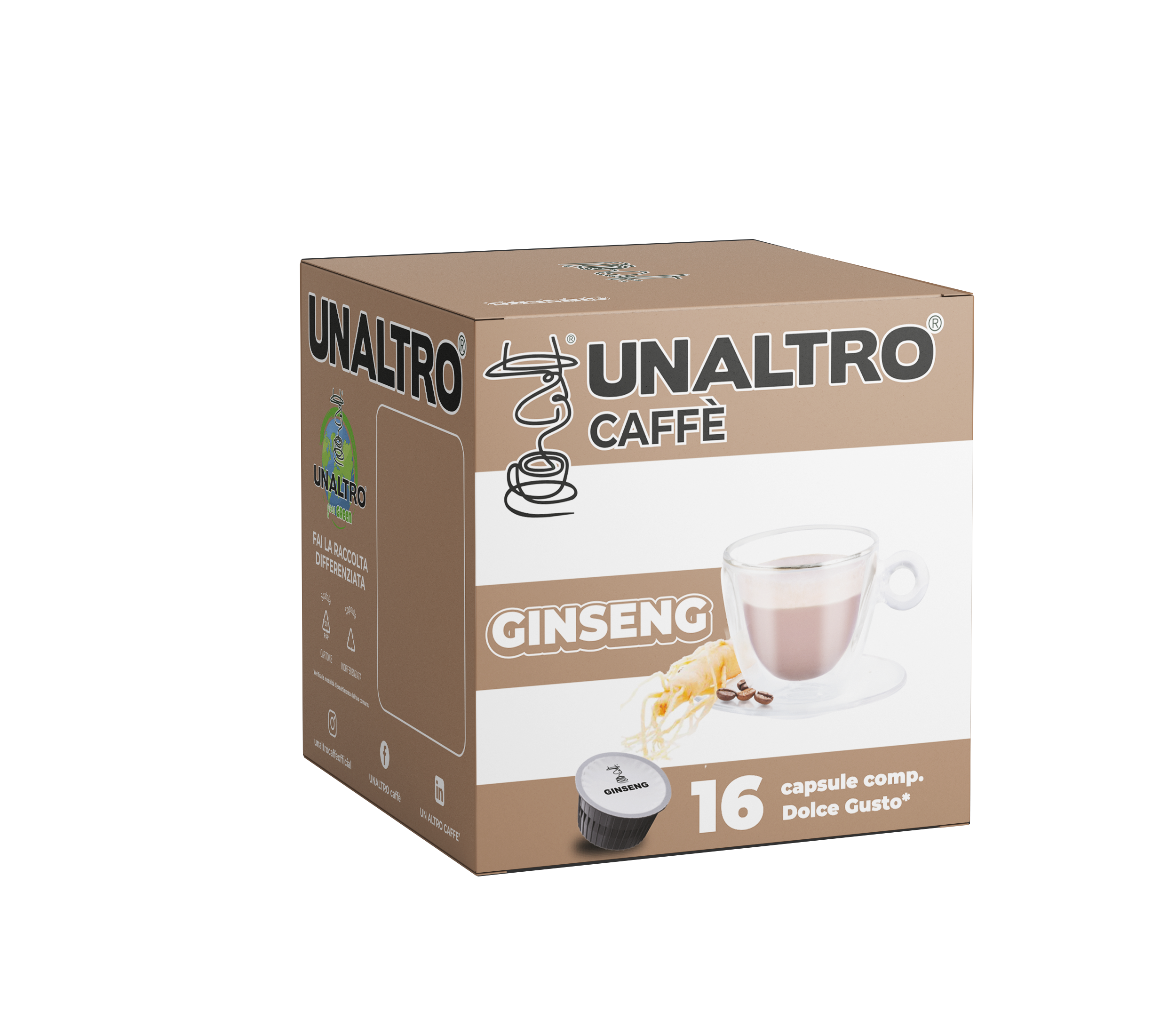 16 CAPSULE DOLCE GUSTO UNALTRO CAFFE MISCELA GINSENG.
