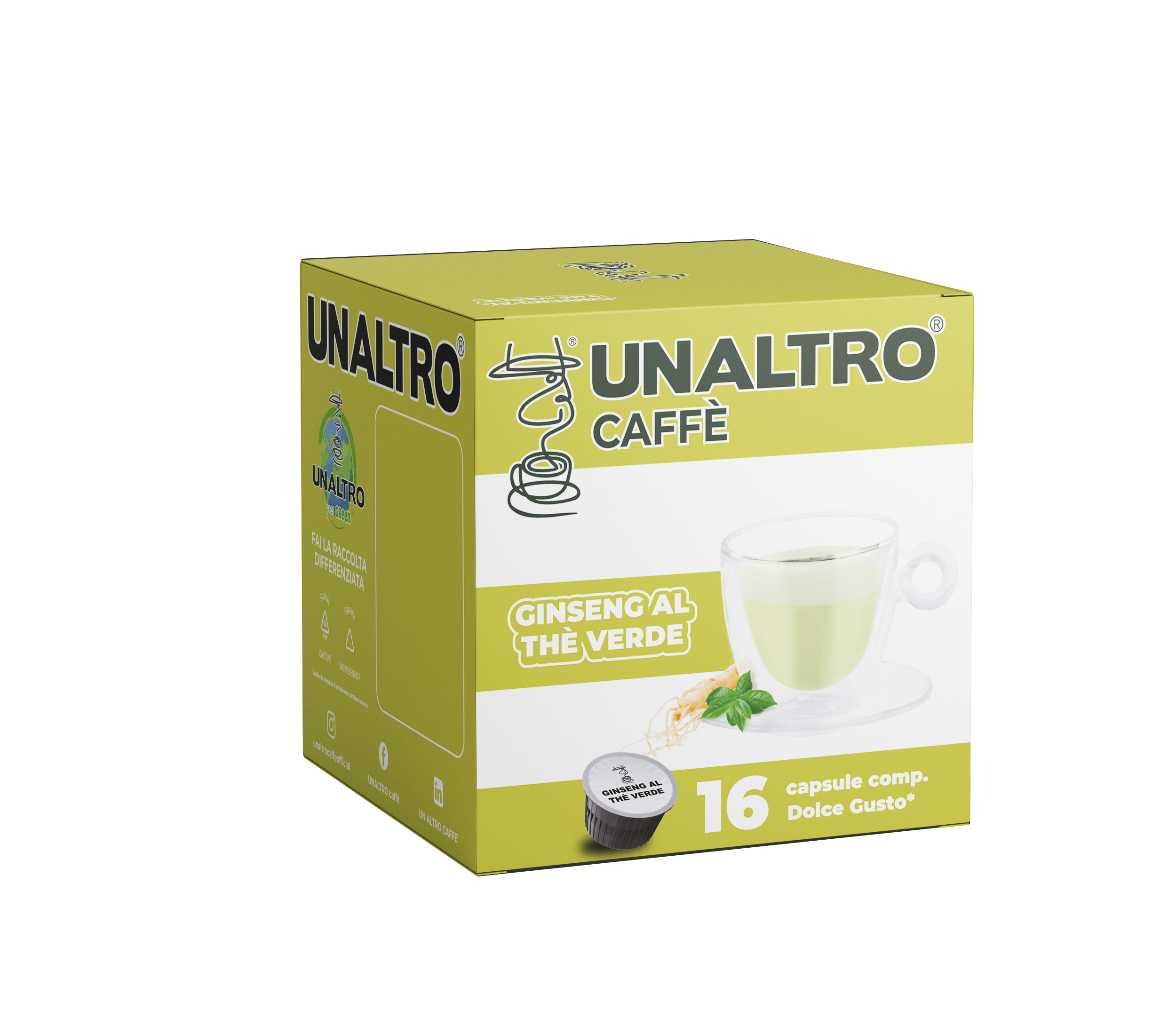 16 CAPSULE DOLCE GUSTO® UNALTRO CAFFE MISCELA GINSENG AL THE VERDE.