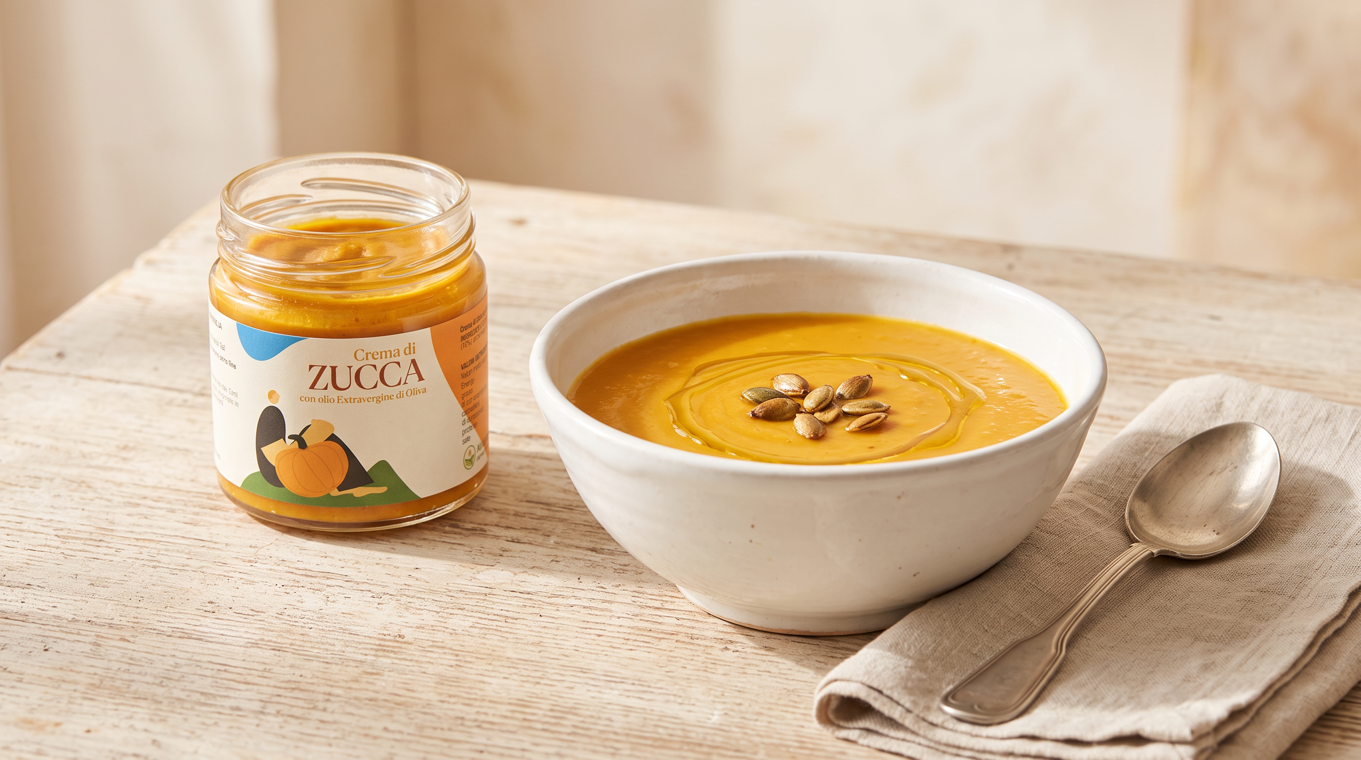 Crema di Zucca con Olio EVO Artigianale - Antipasto Mediterraneo