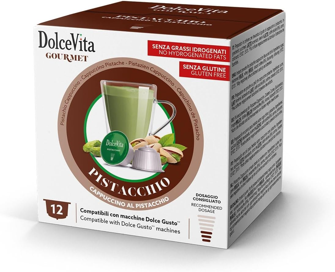 DolceVita Gourmet Cappuccino al Pistacchio - 12 Capsule Compatibili Dolce Gusto