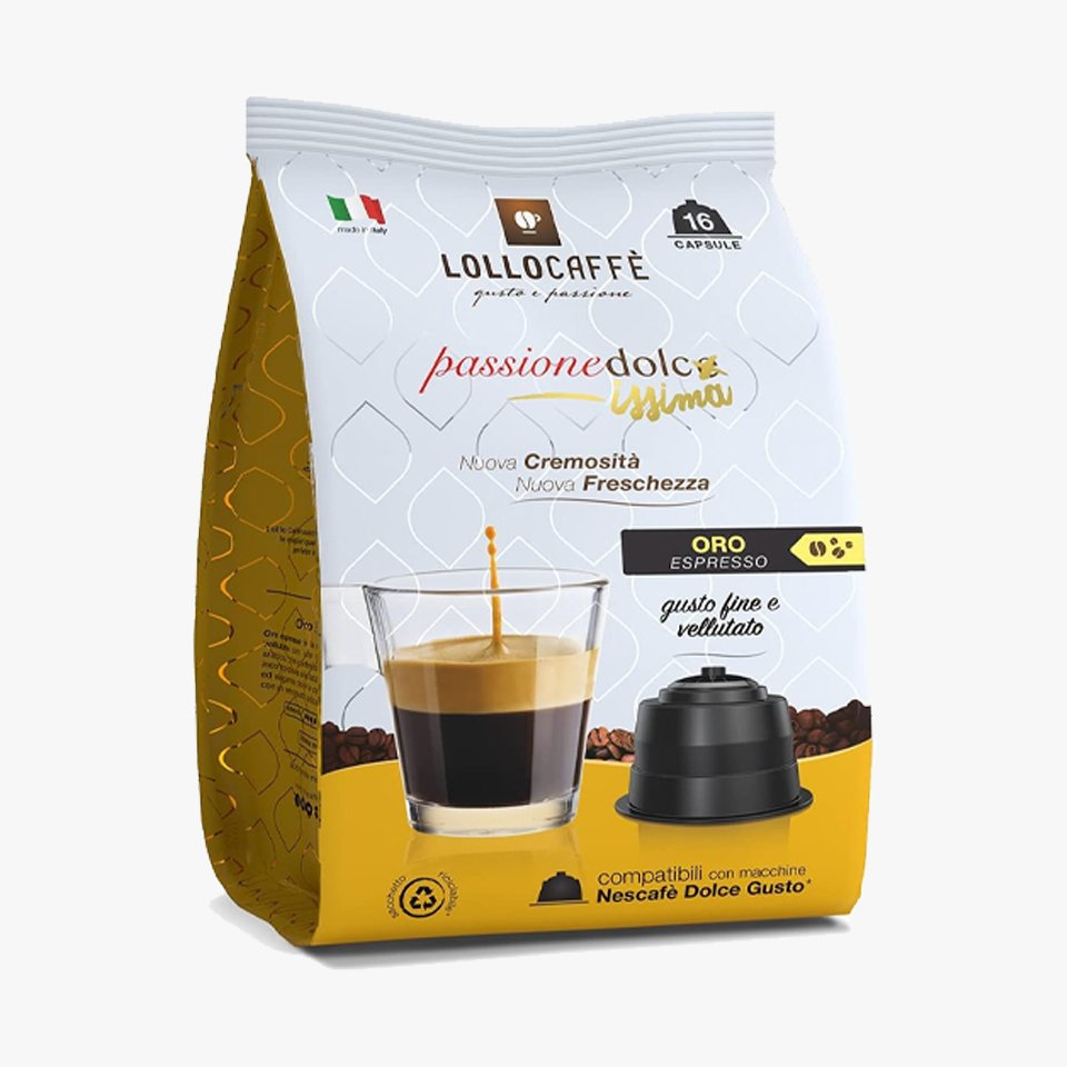 Lollo Caffè Passionedolcissima Oro Espresso - 16 Capsule Compatibili Dolce Gusto
