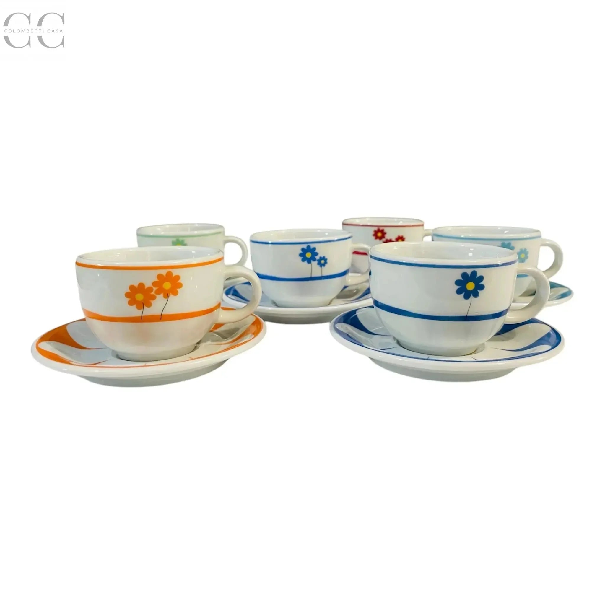 Set 6 tazze caffè decoro fiori multicolor porcellana Dettagli