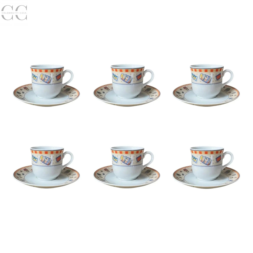 Set 6 tazze caffè decoro marmellate porcellana Weissestal